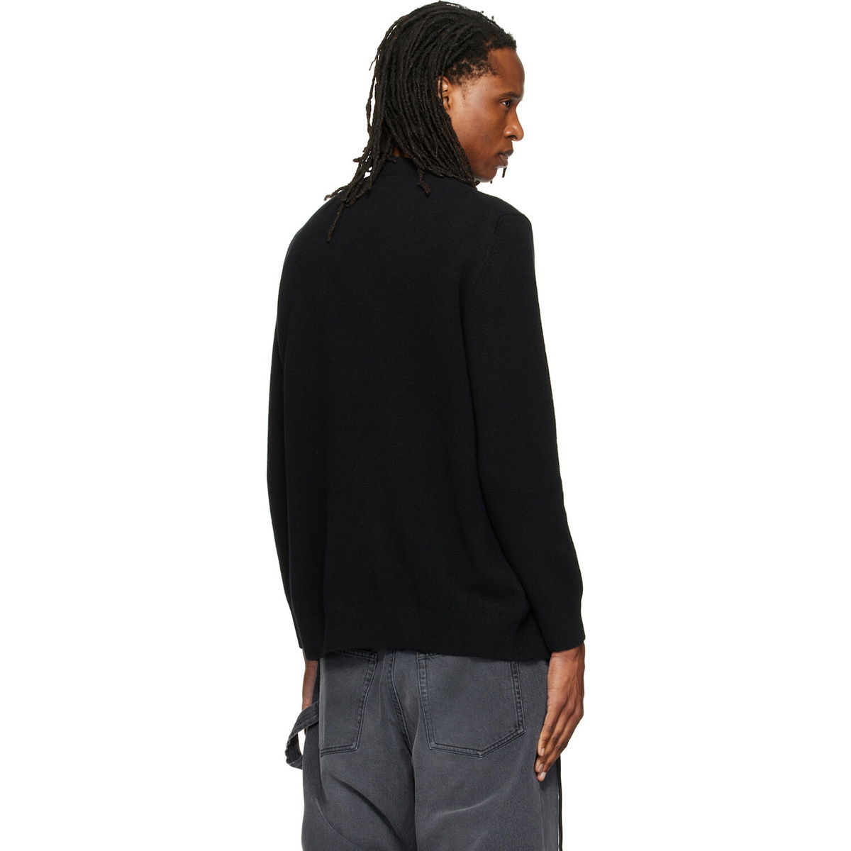 Simone Rocha Black Merino Lace Up Hem Sweater