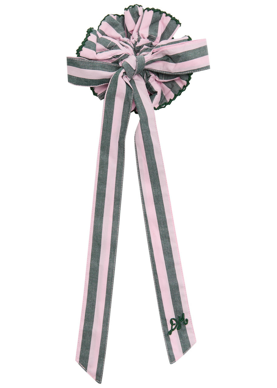 Damson Madder Garter Striped Cotton Scrunchie - Pink - One Size
