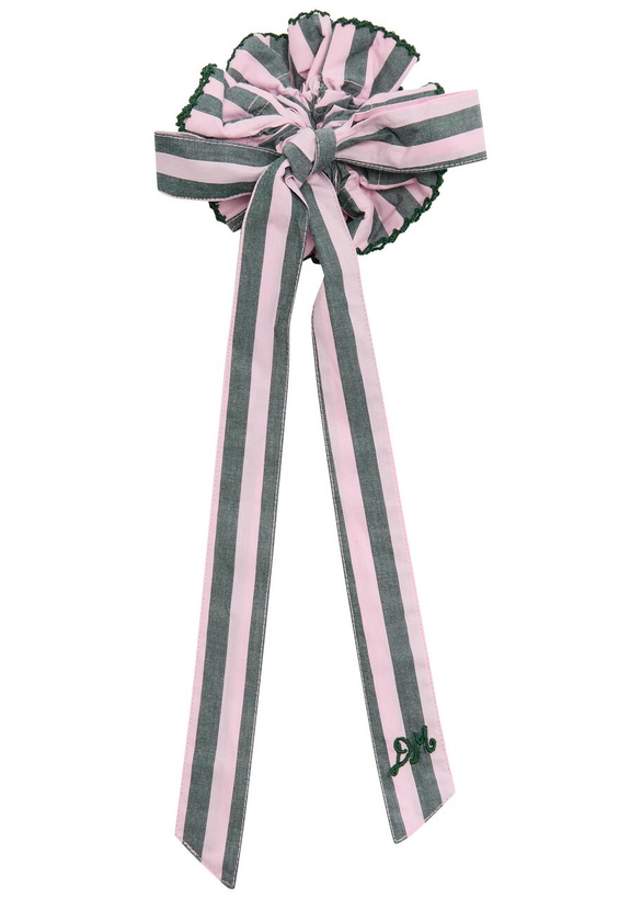 Photo: Damson Madder Garter Striped Cotton Scrunchie - Pink - One Size