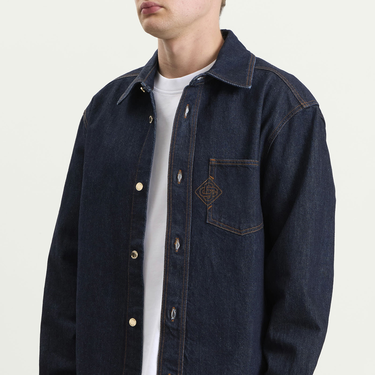 Casablanca Men's Raw Denim Shirt in Indigo