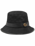 GUCCI - Leather-Trimmed Monogrammed Canvas Bucket Hat - Black