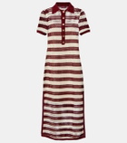 Gucci Open-knit striped silk polo dress