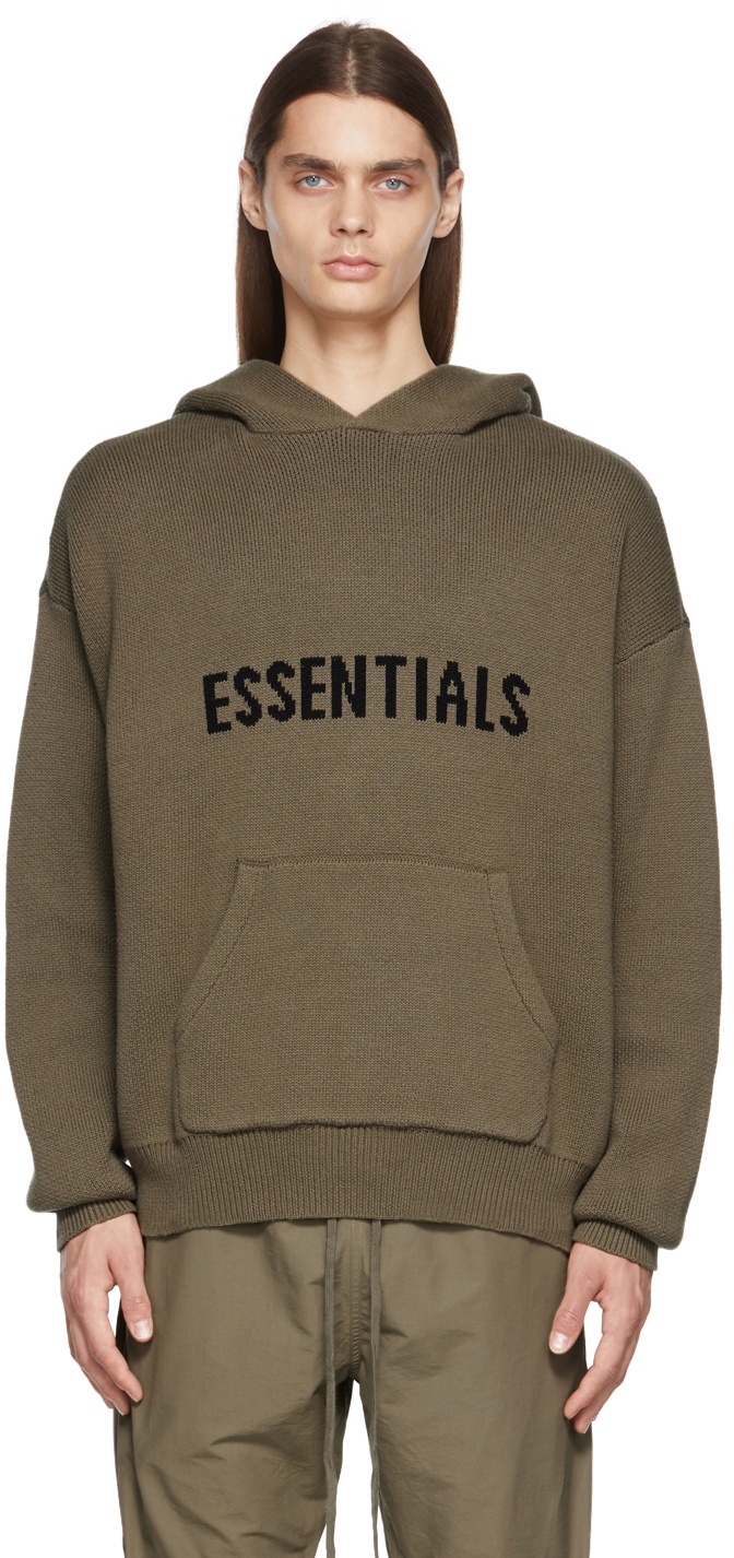 Essentials Taupe Knit Hoodie Essentials