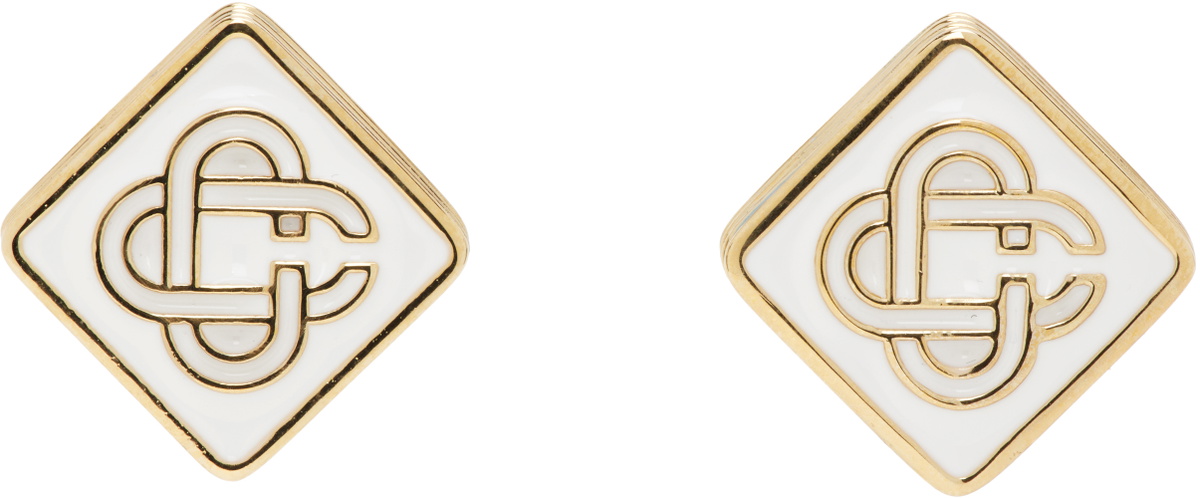 Casablanca Gold Monogram Logo Stud Earrings