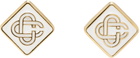 Casablanca Gold Monogram Logo Stud Earrings
