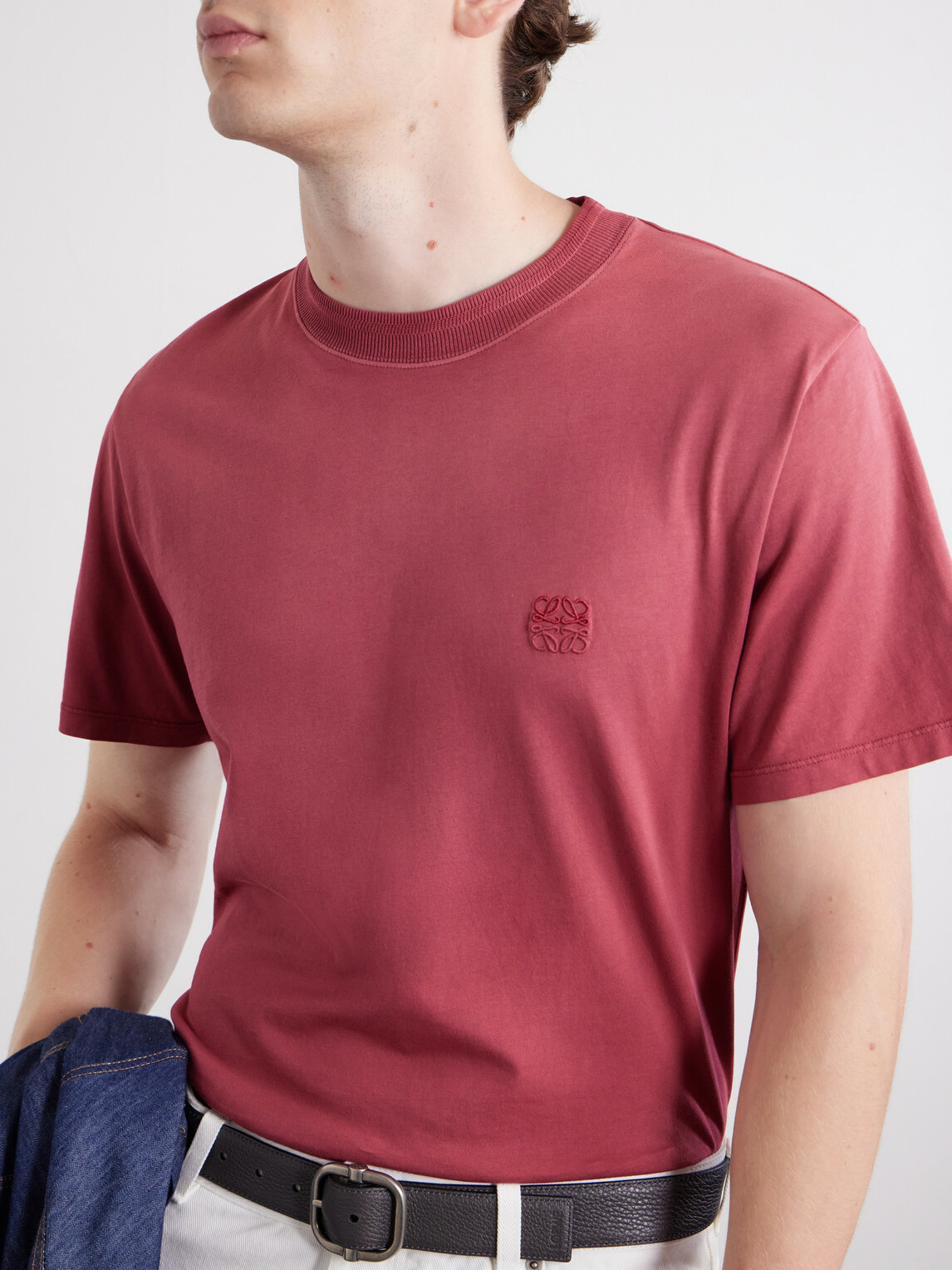 LOEWE - Anagram-Embroidered Cotton-Jersey T-Shirt - Red