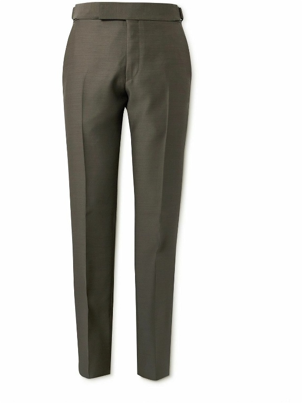 Photo: TOM FORD - Atticus Straight-Leg Wool and Silk-Blend Suit Trousers - Green