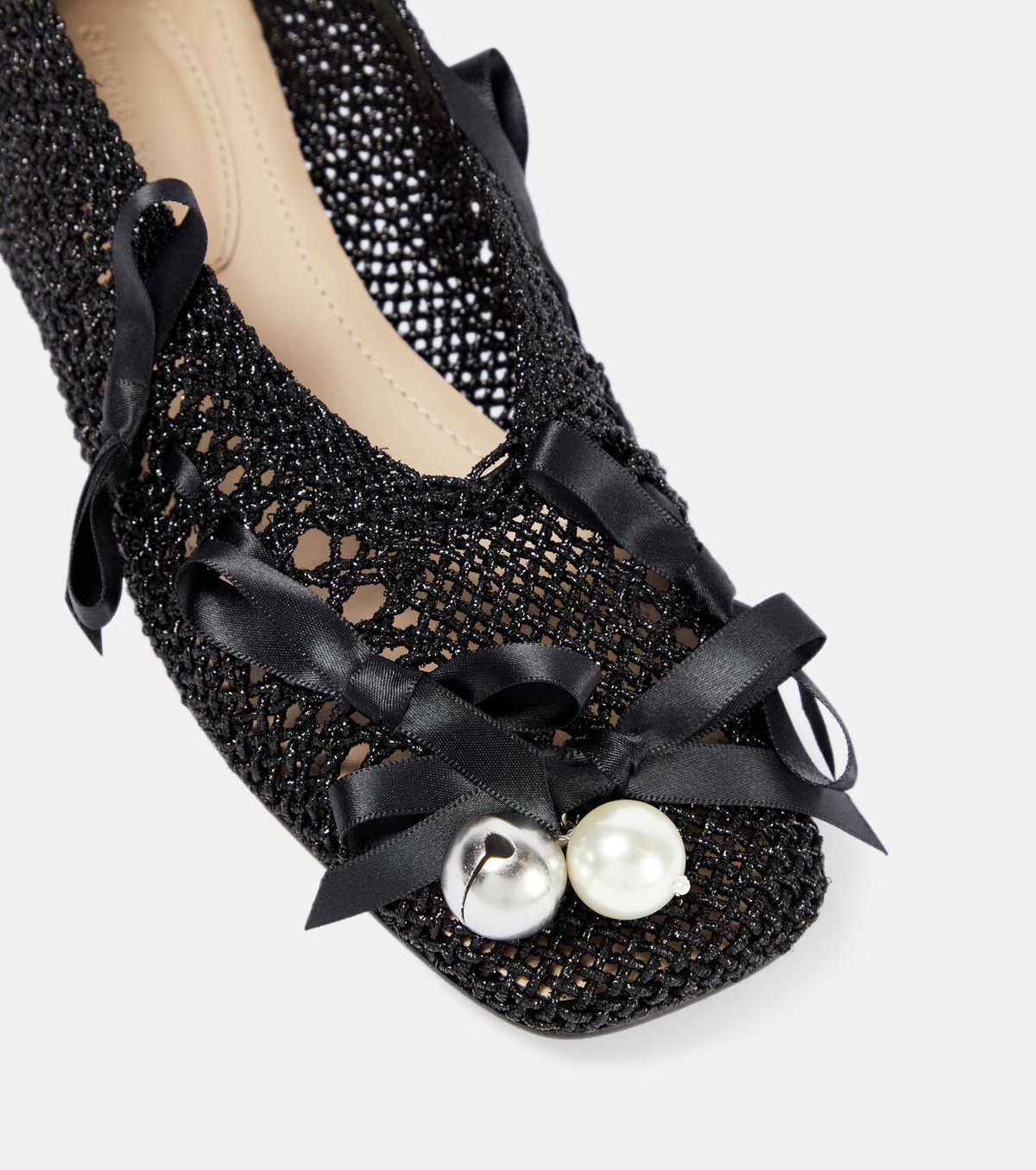 【Simone Rocha】Bell CharmHeartToeプラットフォームローファー Simone Rocha Bell Charm embellished crochet ballet flats