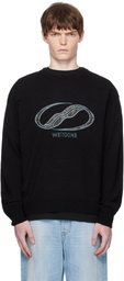 We11done Black Logo Rhinestone Knit Pullover Sweater