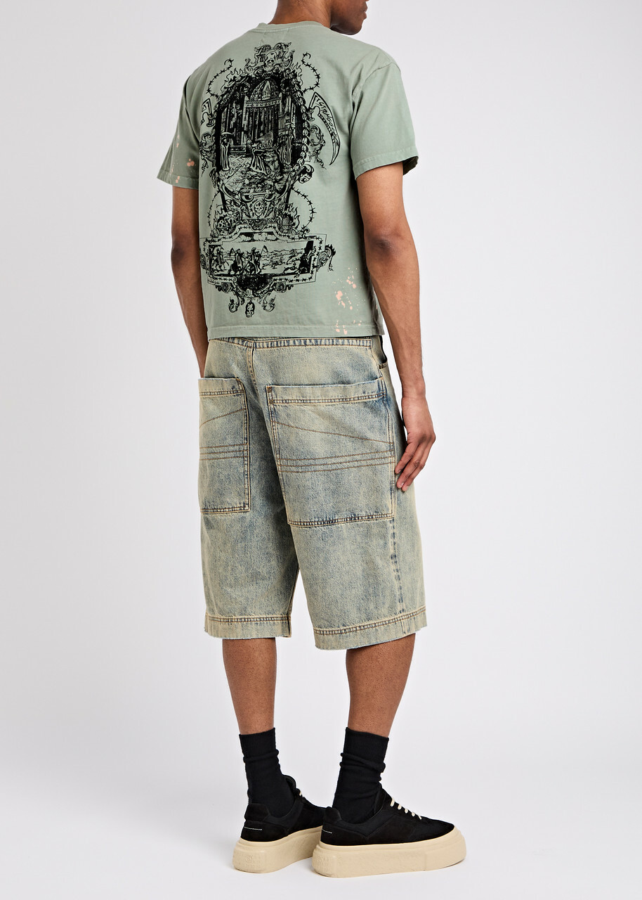 Warren Lotas Dark Feast Printed Cotton T-shirt Grey