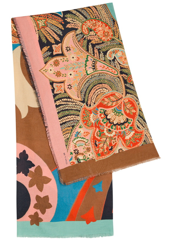 Photo: Etro Printed Cotton-blend Scarf - Multicoloured - One Size