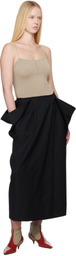 Carven Black Wrap Grain de Poudre Midi Skirt