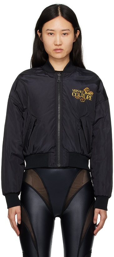 Photo: Versace Jeans Couture Black Padded Reversible Bomber Jacket