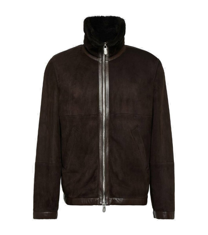 Photo: Brunello Cucinelli Shearling-trimmed suede jacket