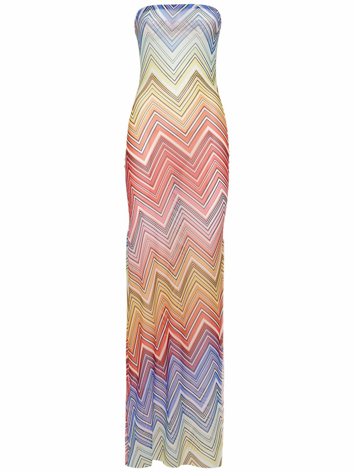 MISSONI - Chevron Print Tulle Long Tube Dress Missoni