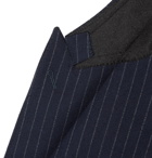 SAINT LAURENT - Double-Breasted Pinstriped Wool-Flannel Blazer - Blue