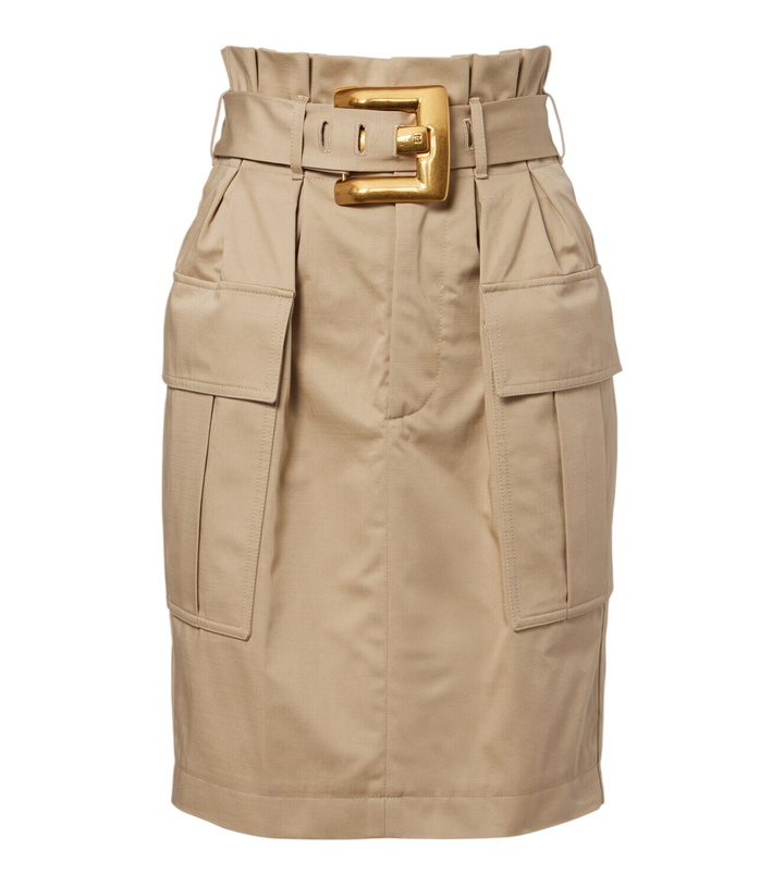 Photo: Balmain Belted cotton gabardine miniskirt