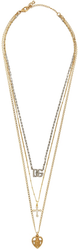 Photo: Dolce & Gabbana Gold & Silver Mixed Chain Pendant Necklace