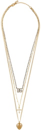 Dolce & Gabbana Gold & Silver Mixed Chain Pendant Necklace