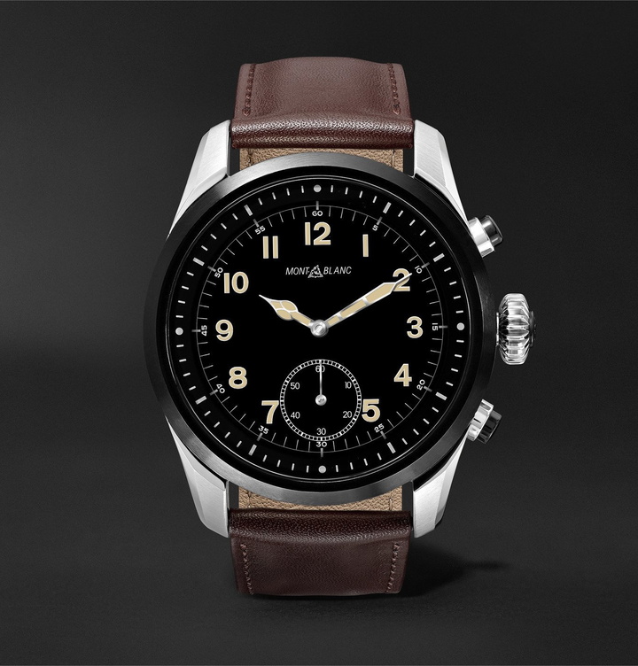 Photo: MONTBLANC - Summit 2 42mm Stainless Steel and Leather Smart Watch, Ref. No. 119439 - Brown