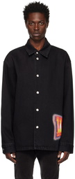 We11done Black Loose Fit Denim Shirt