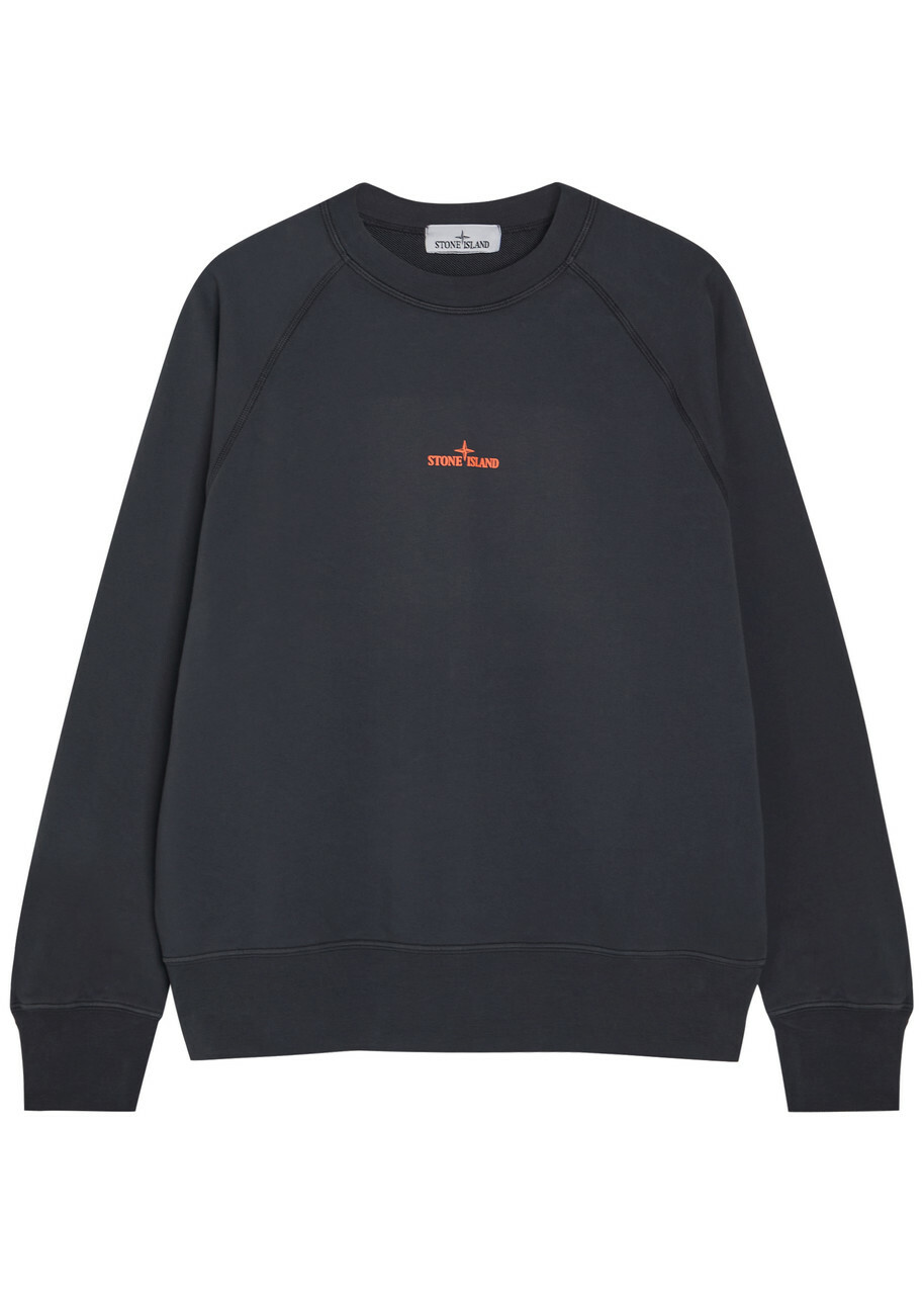 Stone Island Printed Cotton Sweatshirt Navy