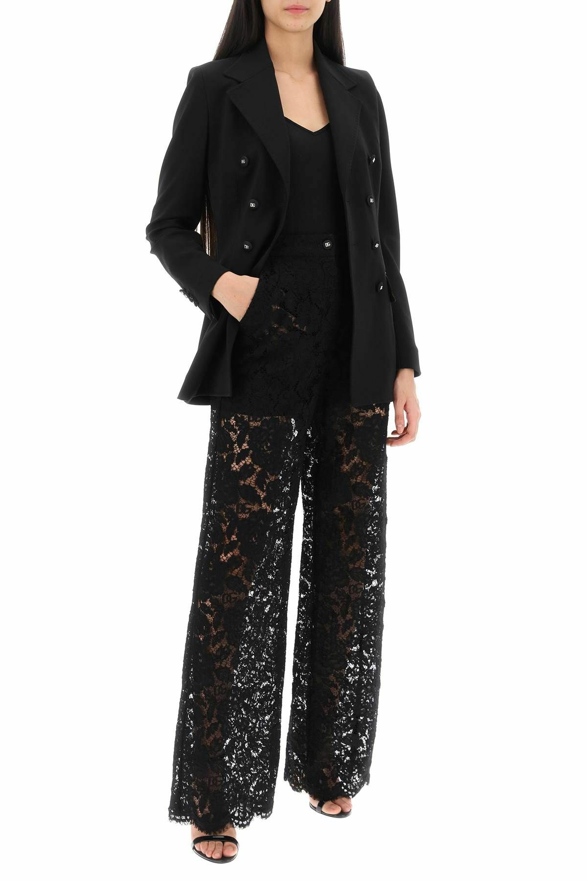 Dolce & Gabbana Black Floral Brocade Capri Pants