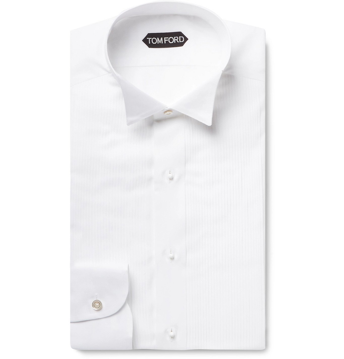Gepard plast Svaghed TOM FORD - White Slim-Fit Wing-Collar Bib-Front Cotton-Voile Shirt - White TOM  FORD
