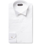 TOM FORD - White Slim-Fit Wing-Collar Bib-Front Cotton-Voile Shirt - White