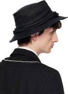 YOHJI YAMAMOTO Black Drape Bucket Hat