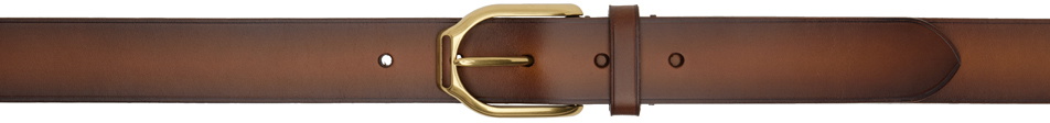 Ralph Lauren Purple Label Tan Welington Stirrup-Buckle Leather Belt