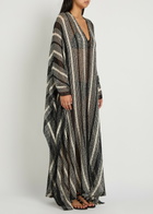 Missoni Striped Open-knit Kaftan Cover-up White And Black