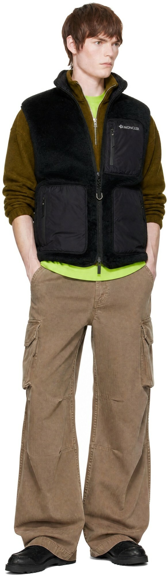 Moncler Black Reversible Fleece Down Vest