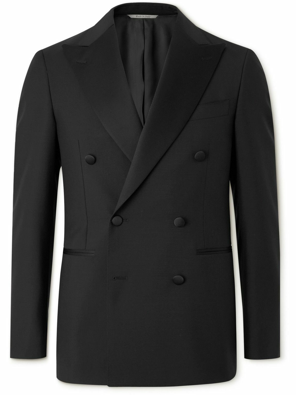 CANALI Double-Breasted Linen and Silk-Blend Suit Jacket for Men