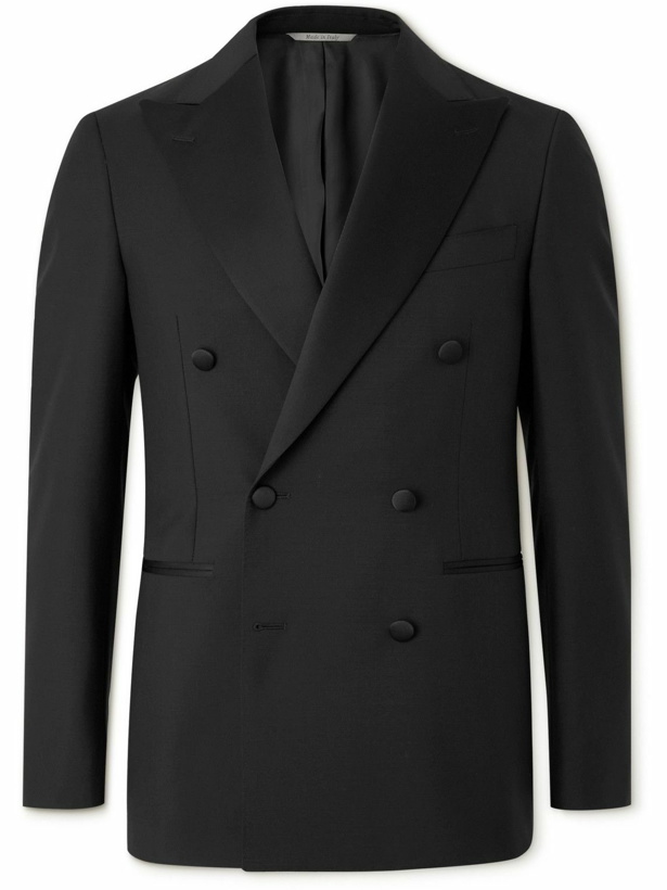 Photo: Canali - Double-Breasted Wool and Mohair-Blend Tuxedo Jacket - Black