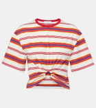 Rabanne Gathered striped cotton-blend T-shirt