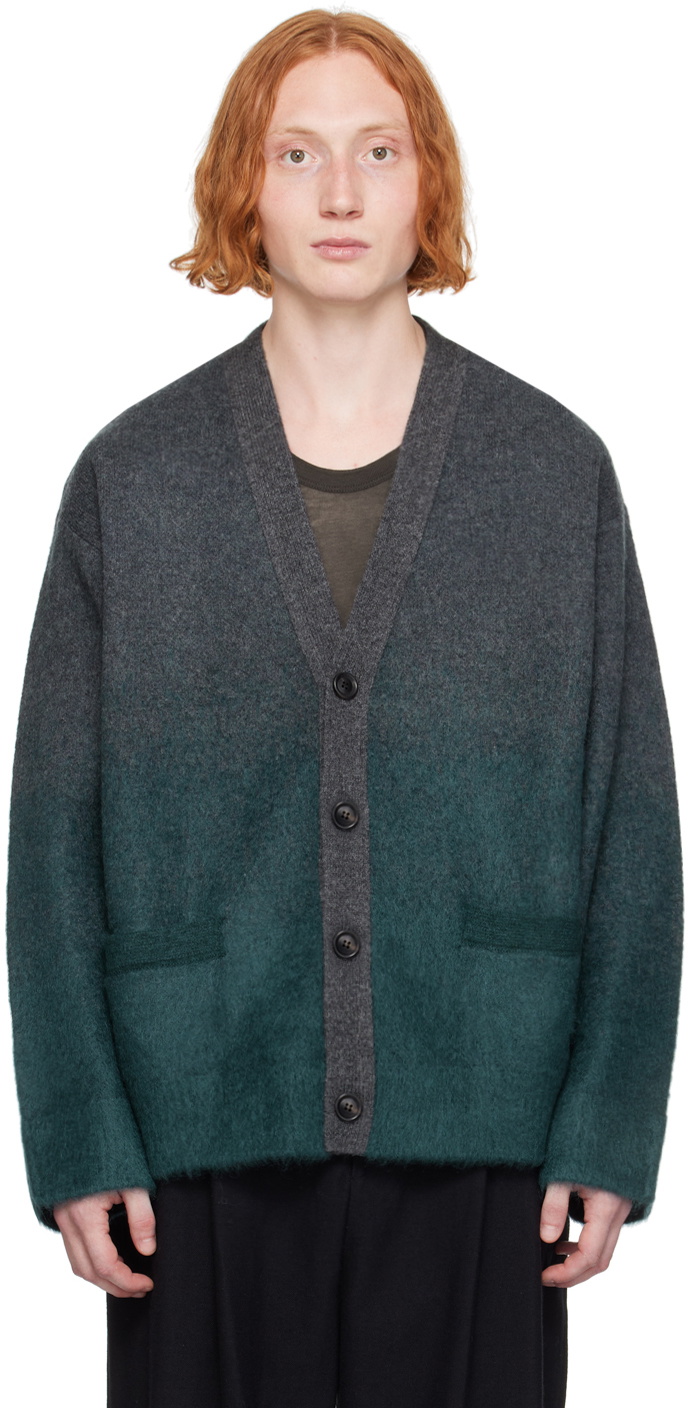 Juun.J Gray & Green Gradient Cardigan