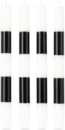 Fazeek White & Black Striped Dinner Candles, 4 pcs