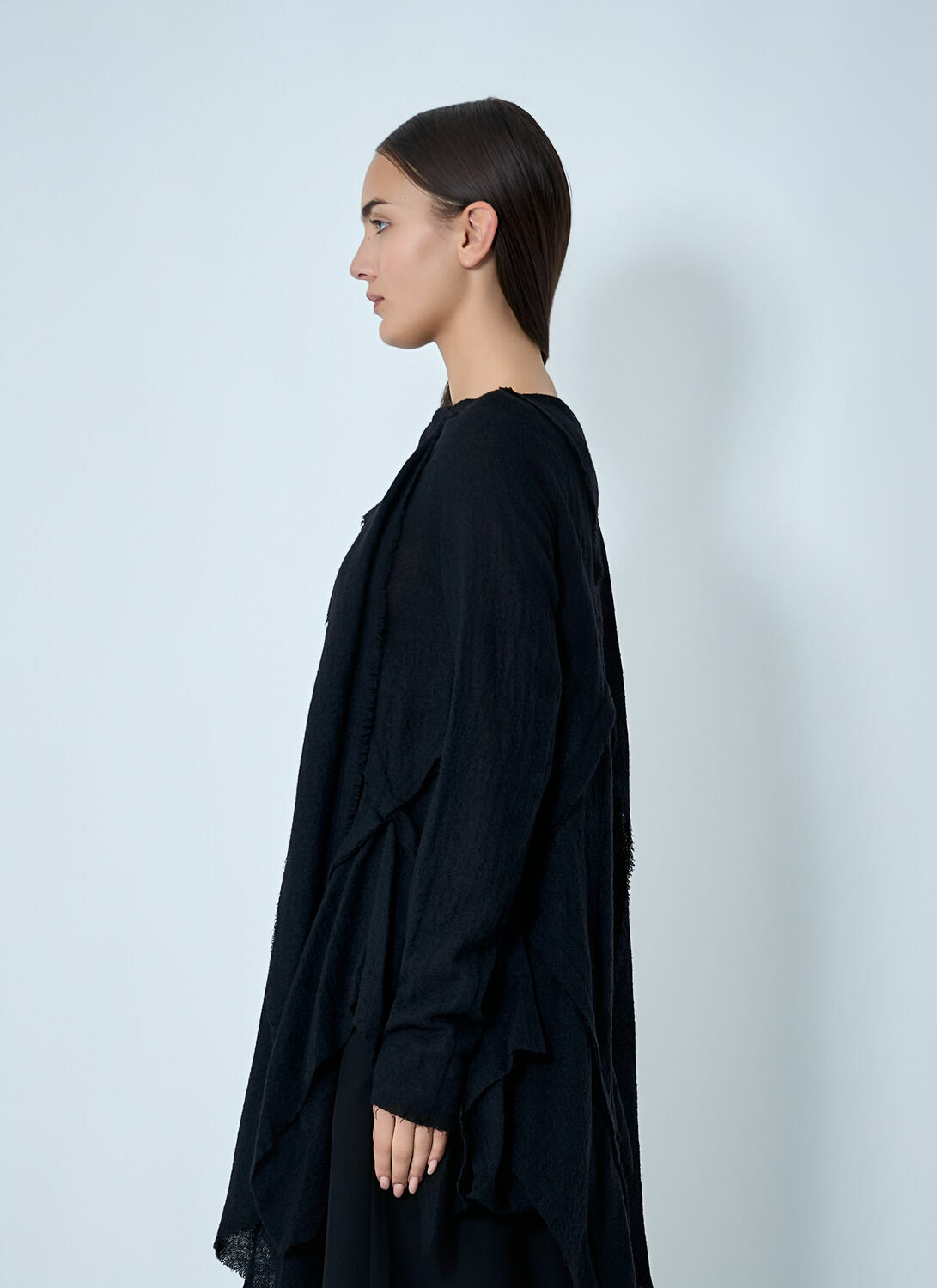 Yohji Yamamoto Gauzed Frilled Blouse