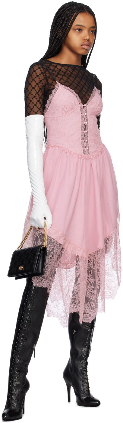 Gucci Pink V-Neck Midi Dress