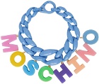 Moschino Blue Logo Charm Necklace