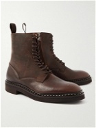 John Lobb - Perth Waxed-Suede and Full-Grain Leather Boots - Brown