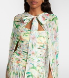 Là Fuori Draped floral caped gown