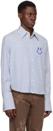 BLUEMARBLE White & Blue Smiley Stripe Shirt