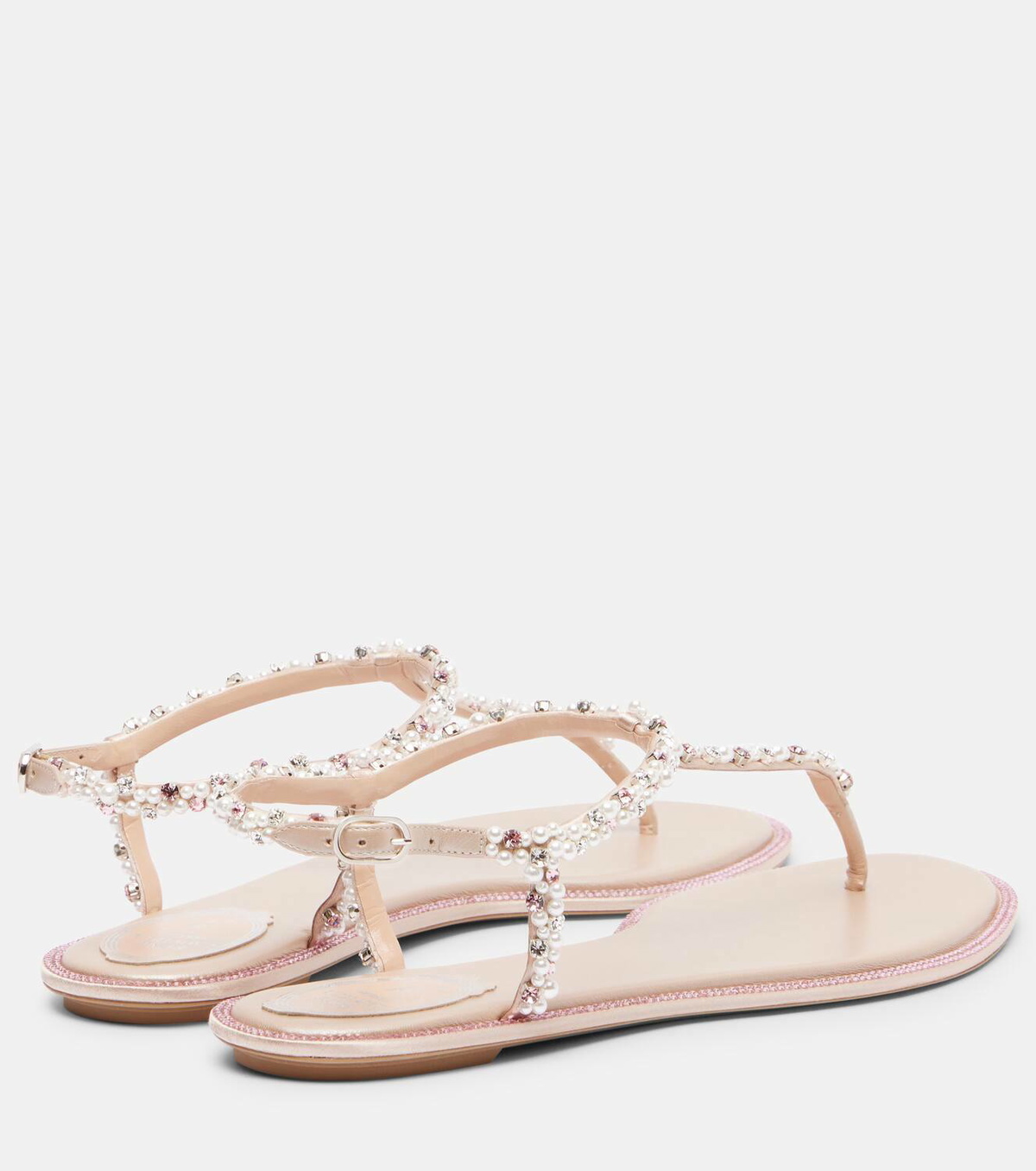 Rene Caovilla Diana embellished satin thong sandals