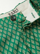 Karu Research - Straight-Leg Pleated Metallic Silk-Jacquard Trousers - Green