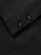 Massimo Alba - Baglietto Unstructured Herringbone Linen Blazer - Black