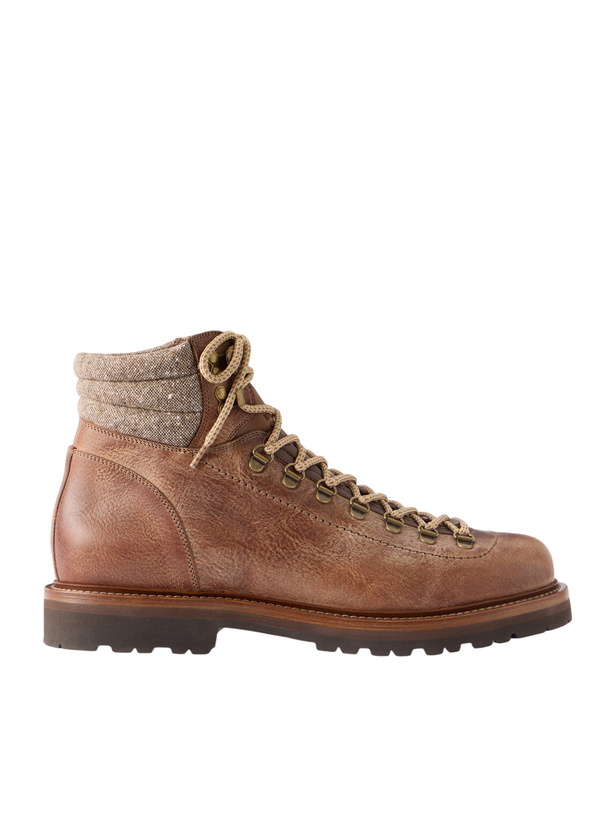 Photo: Brunello Cucinelli - Leather Hiking Boots - Brown