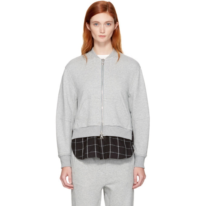 Photo: 3.1 Phillip Lim Grey Double Layer Zip Sweater