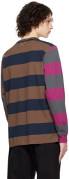 Pop Trading Company Brown Striped Long Sleeve T-Shirt